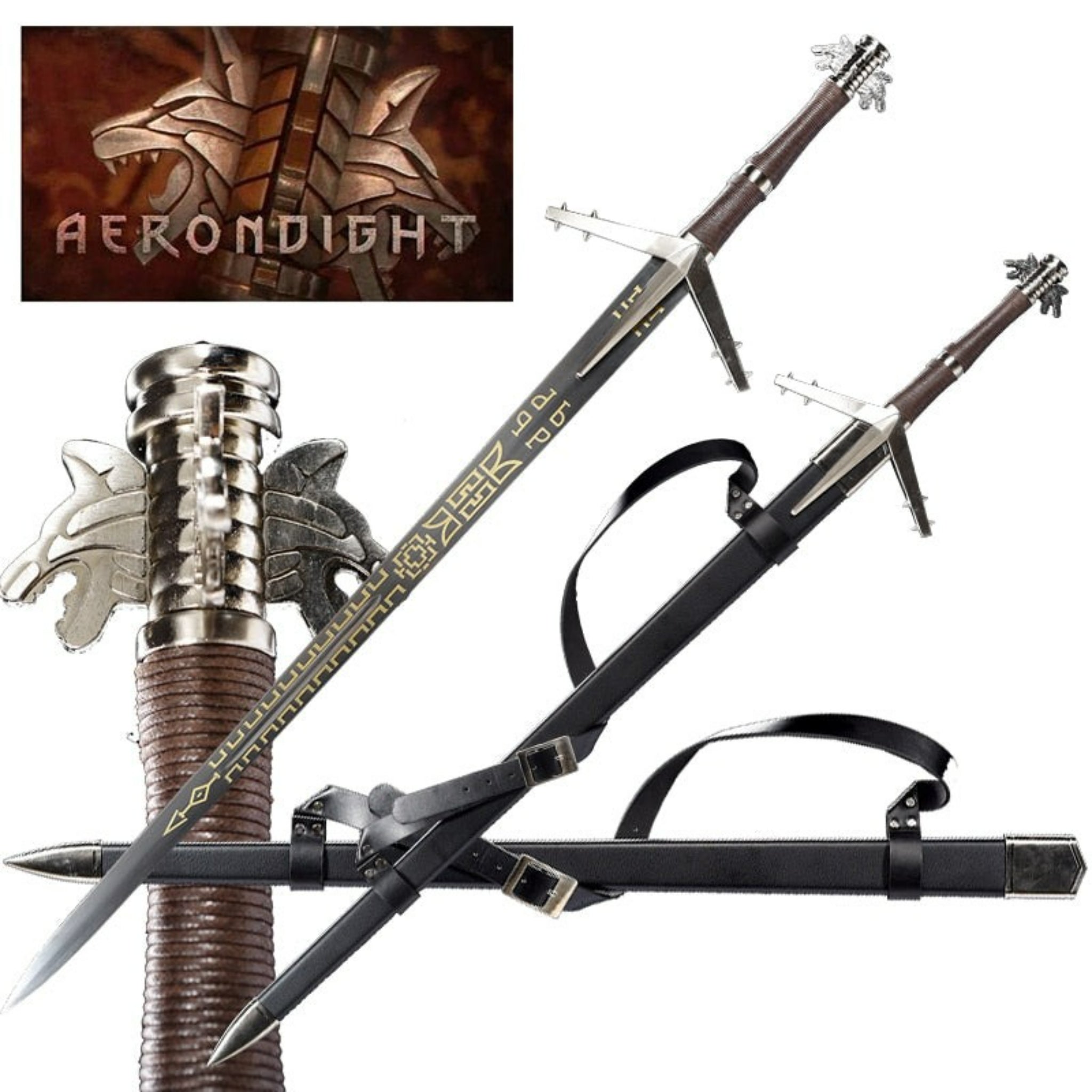 The Witcher Geralt of Rivia Silver Sword - 50 Inch Two-Handed Stainless Steel Replica