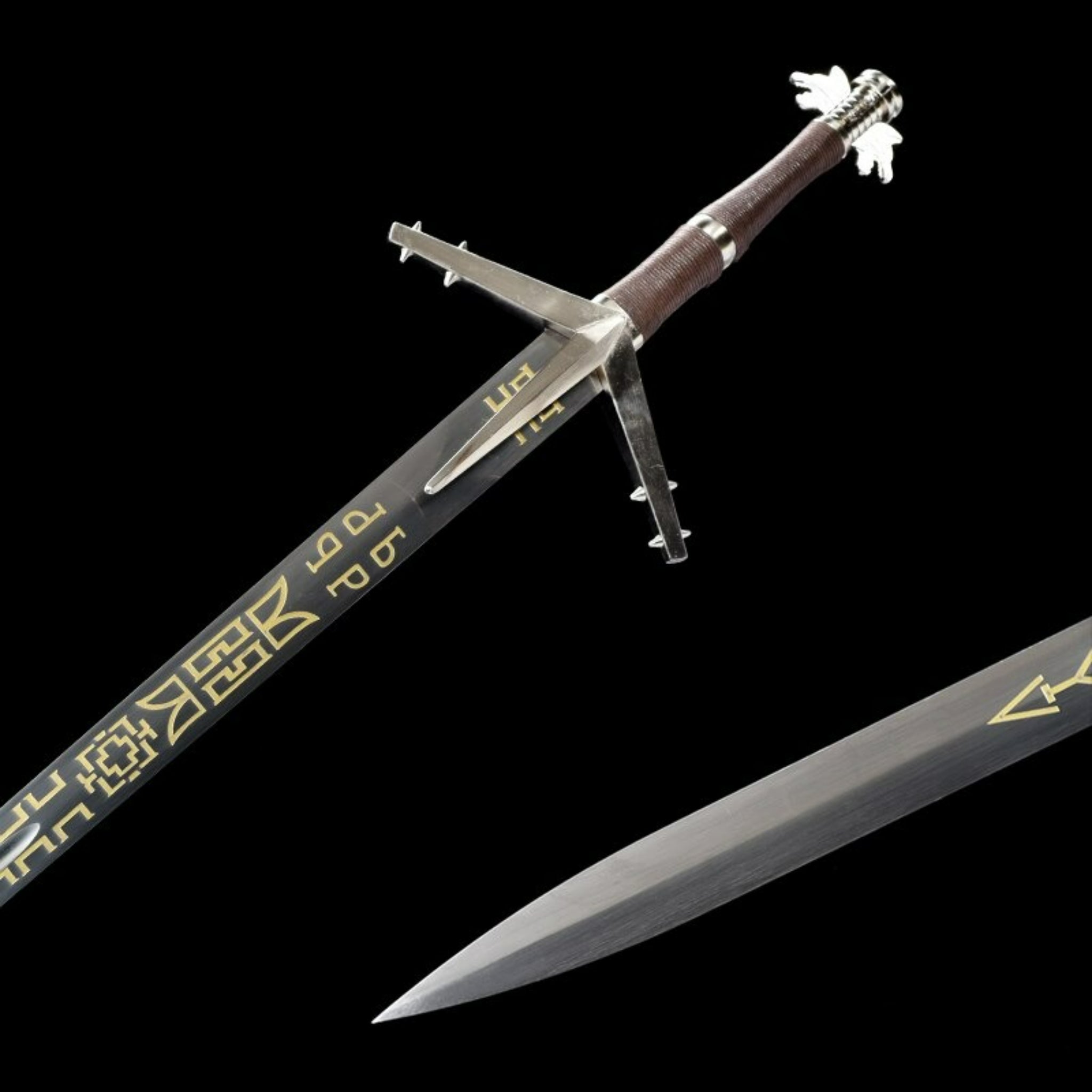The Witcher Geralt of Rivia Silver Sword - 50 Inch Two-Handed Stainless Steel Replica