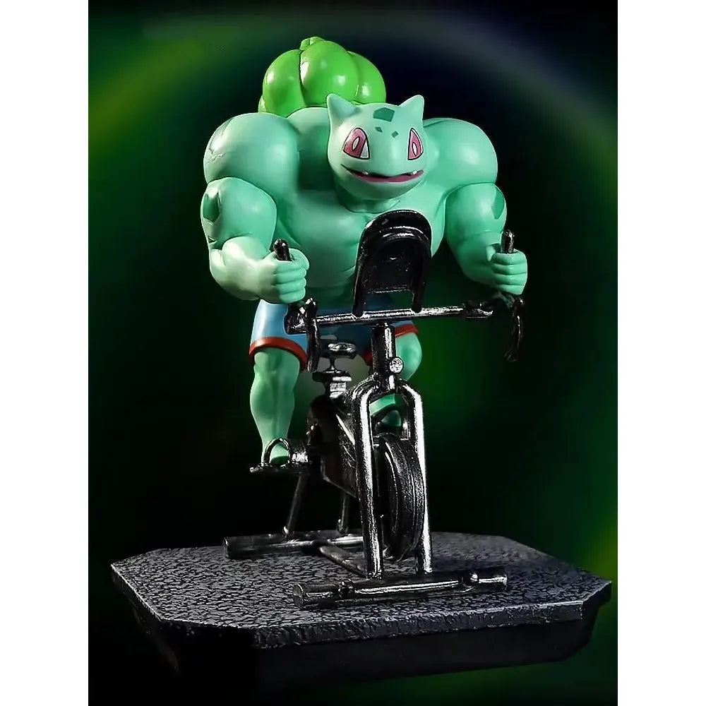 Potdemiel 17cm Muscle Pokemon Figure Set - Buff Pikachu, Charmander, Squirtle & Bulbasaur - Bodybuilding PVC Statue for Gym & Desk Decor