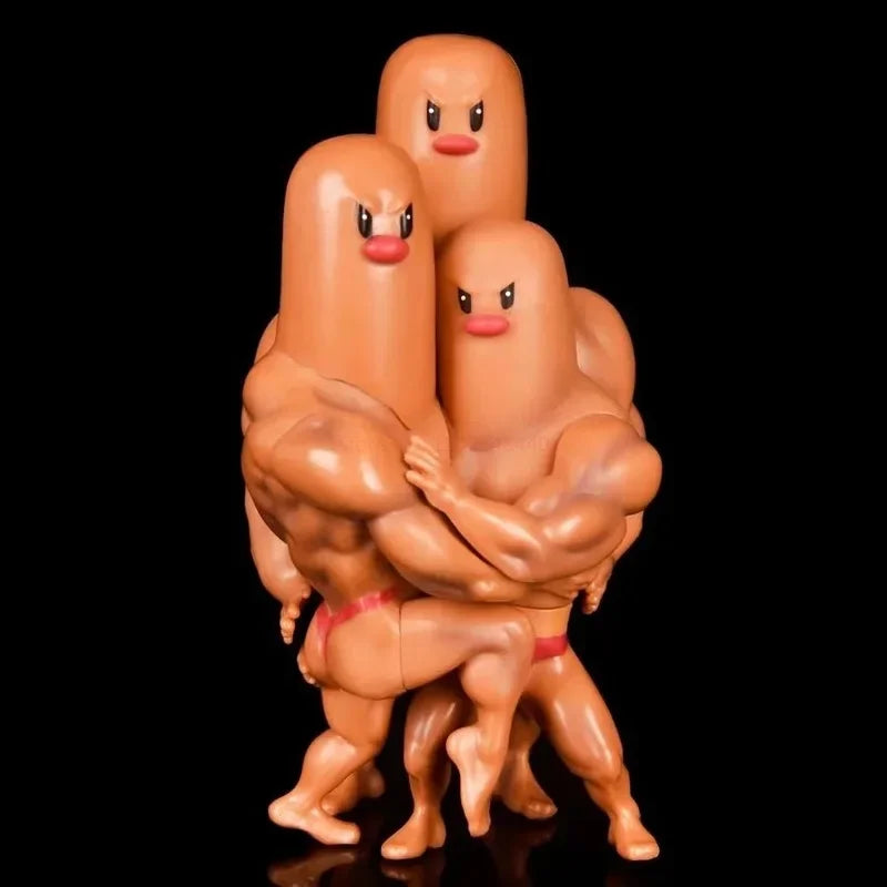 Bandai Pokemon Muscle Dugtrio Figure - 14cm "Buff" Manga Edition Statue - Funny Collectible PVC Model & Unique Gamer Gift
