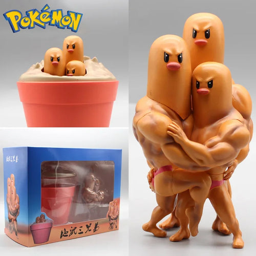 Bandai Pokemon Muscle Dugtrio Figure - 14cm "Buff" Manga Edition Statue - Funny Collectible PVC Model & Unique Gamer Gift