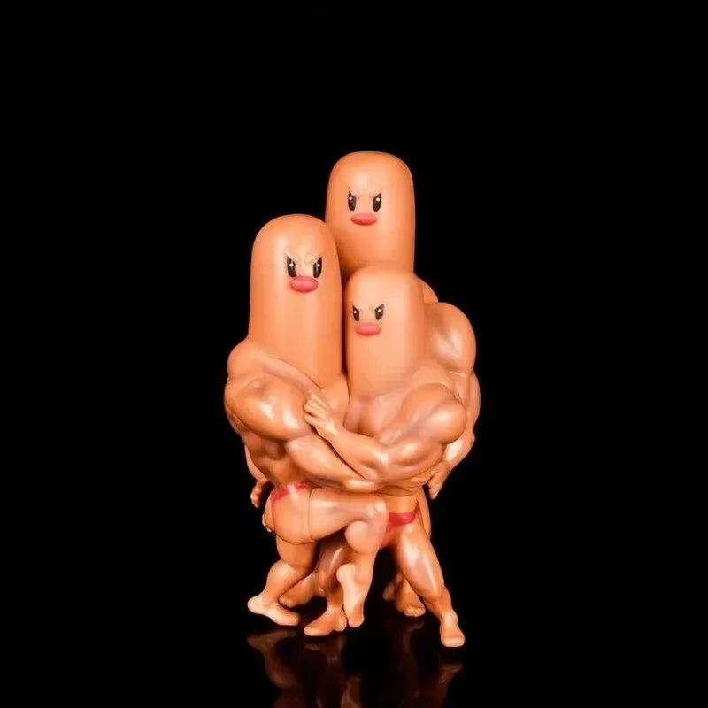 Bandai Pokemon Muscle Dugtrio Figure - 14cm "Buff" Manga Edition Statue - Funny Collectible PVC Model & Unique Gamer Gift