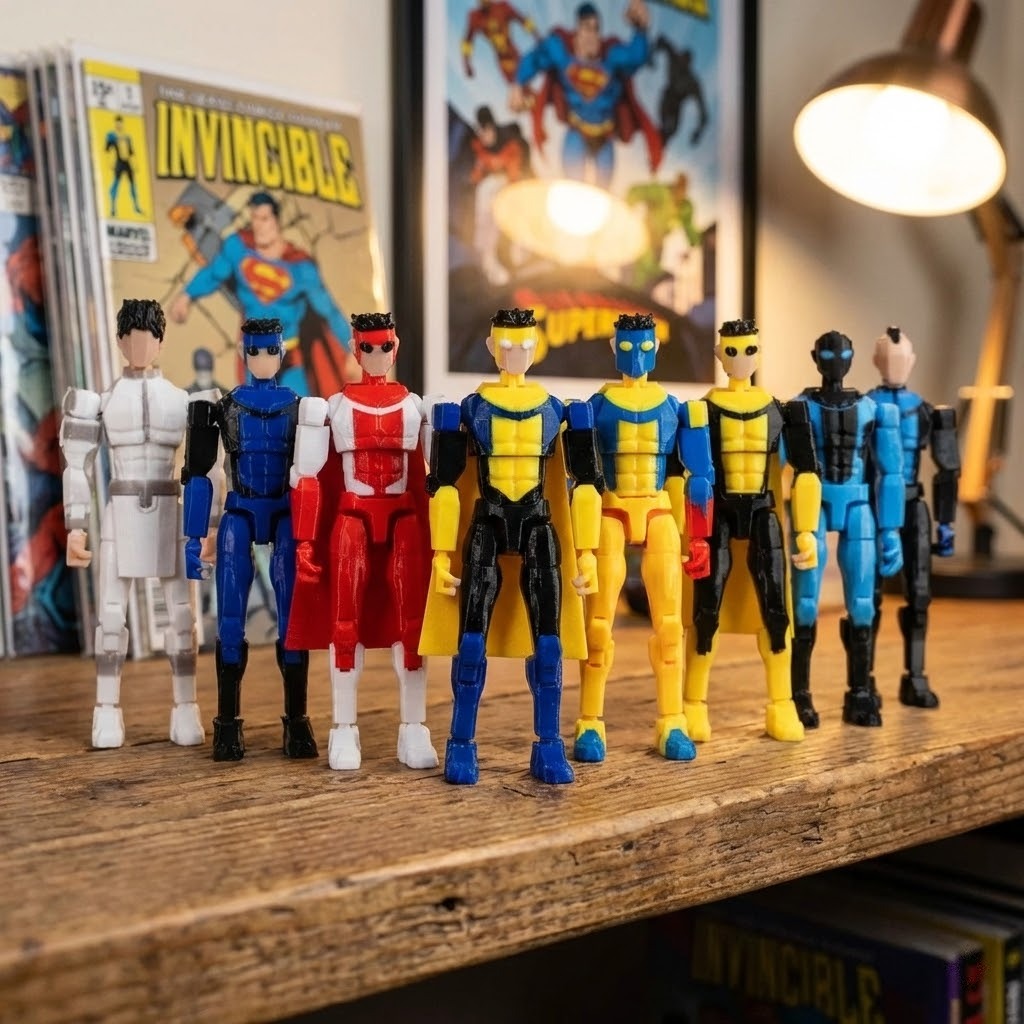 3D Printed Invincible Multi-Jointed Action Figure - 14cm Articulated Dummy 13 Superhero Model